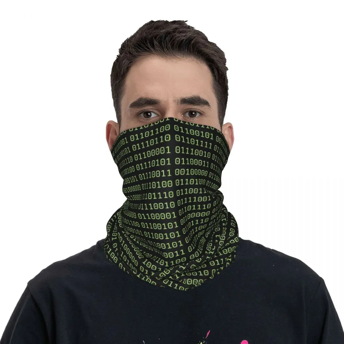 Matrix digit kode Bandana penutup leher dicetak bungkus masker syal Multi guna hiasan kepala berkendara dewasa semua musim