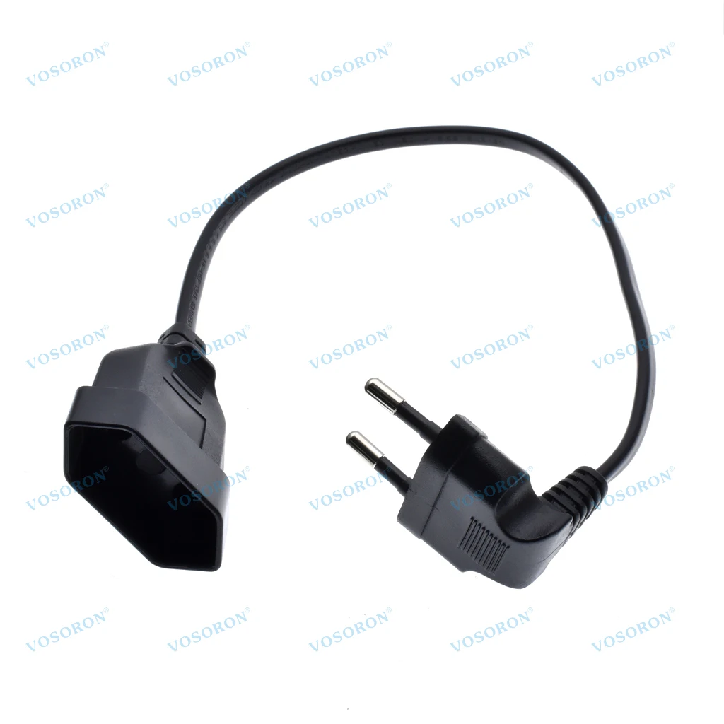 Europea 90 Degree Male Plug To Female Socket Power Extension Cable For PC Computer PDU 0.3m/0.6m/1.8m EU 2Prong Bend Angled Cord