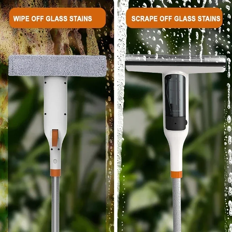 Multifunctional Household Window Cleaner High-Rise Window Cleaning Tool Water Spray Double-Sided Wiper for Glass Outdoo Squeegee