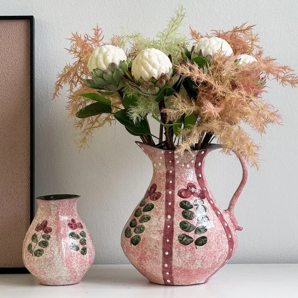 

LYY Vase High-End American Ceramic Retro Pastoral Style Hydroponic Fresh Flowers Dried Flowers Niche Homestay Flower