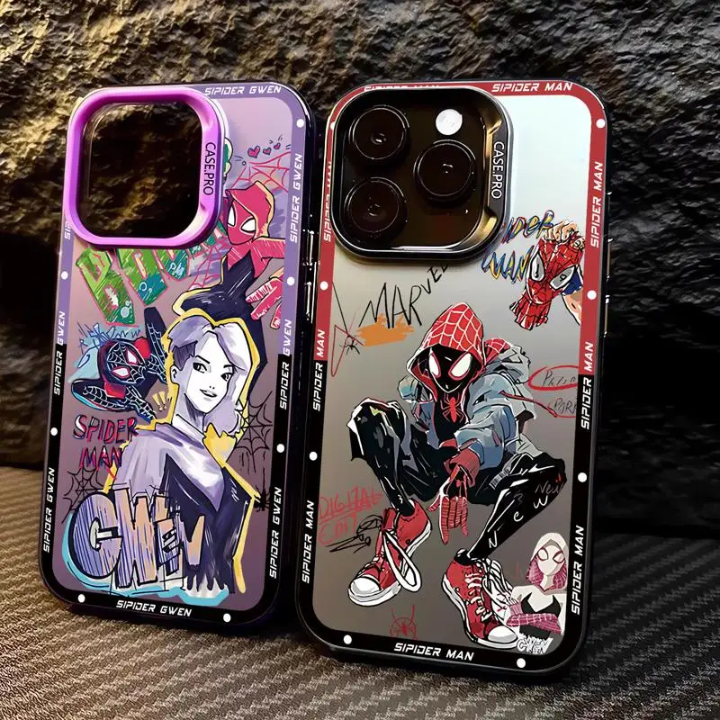 phone cases for Apple iphone 14 pro max case 15pro 16 13 funda iphone 11Pro 16plus 12Pro Soft Cover Marvel Spider Man Gwen Cool