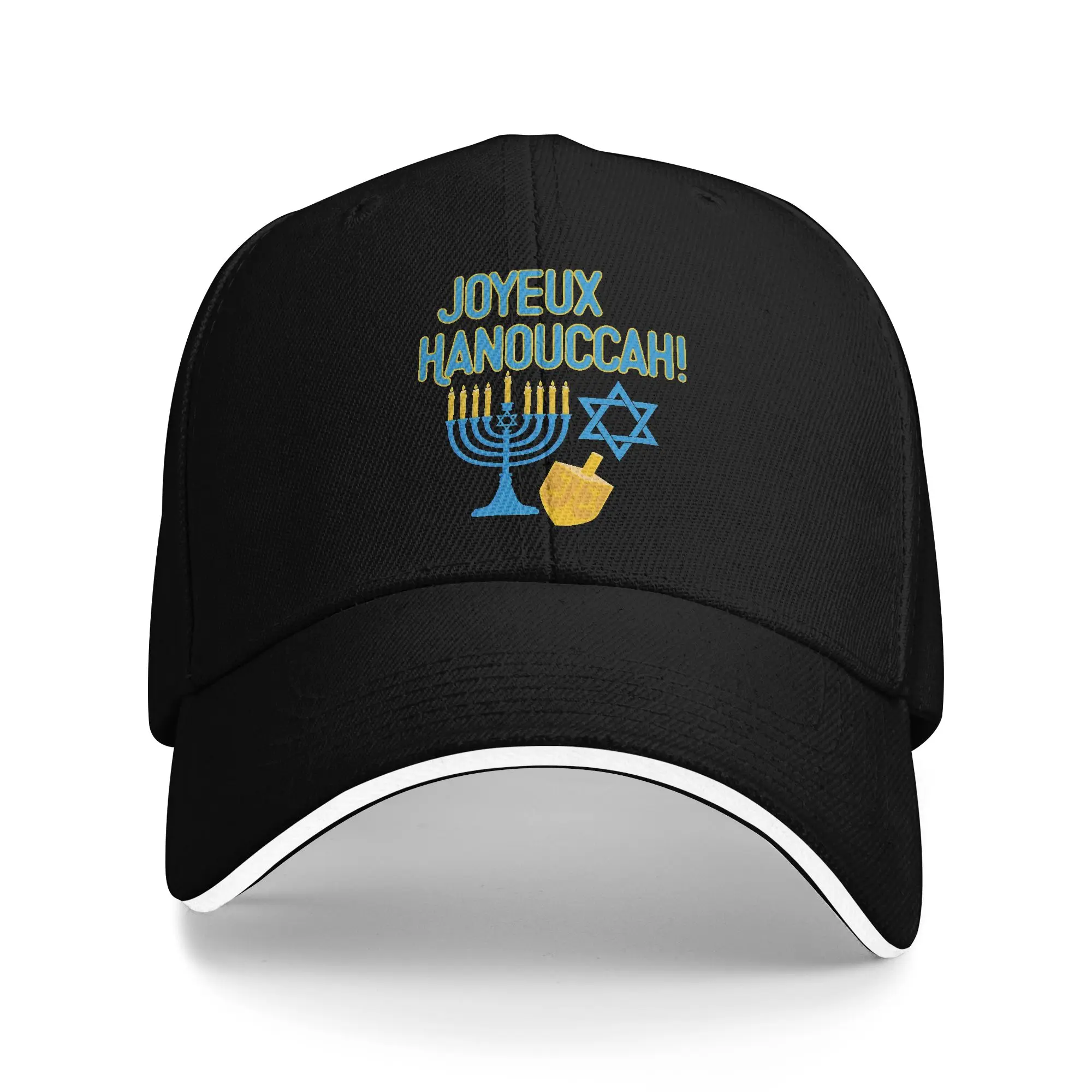Happy Hanukkah Baseball Caps Casual Chanukah Dreidel Sandwich Caps Unisex Style Polyester Dad Hat Running Golf