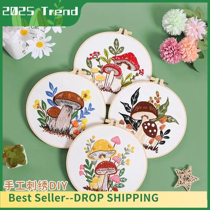 

4 Sets Embroidery Set Kit For Beginners Adults, Hand Embroidery Set Includes Agaric, Hoop, Color Threads, Tools