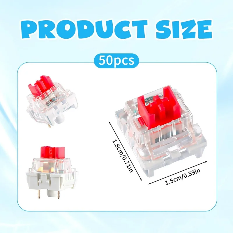 Mechanical Keyboard Switches 50 Pcs 3 PIN Keyboard Clickers for 3D Prints Replacement Dustproof Keyboard Switch with Key Puller