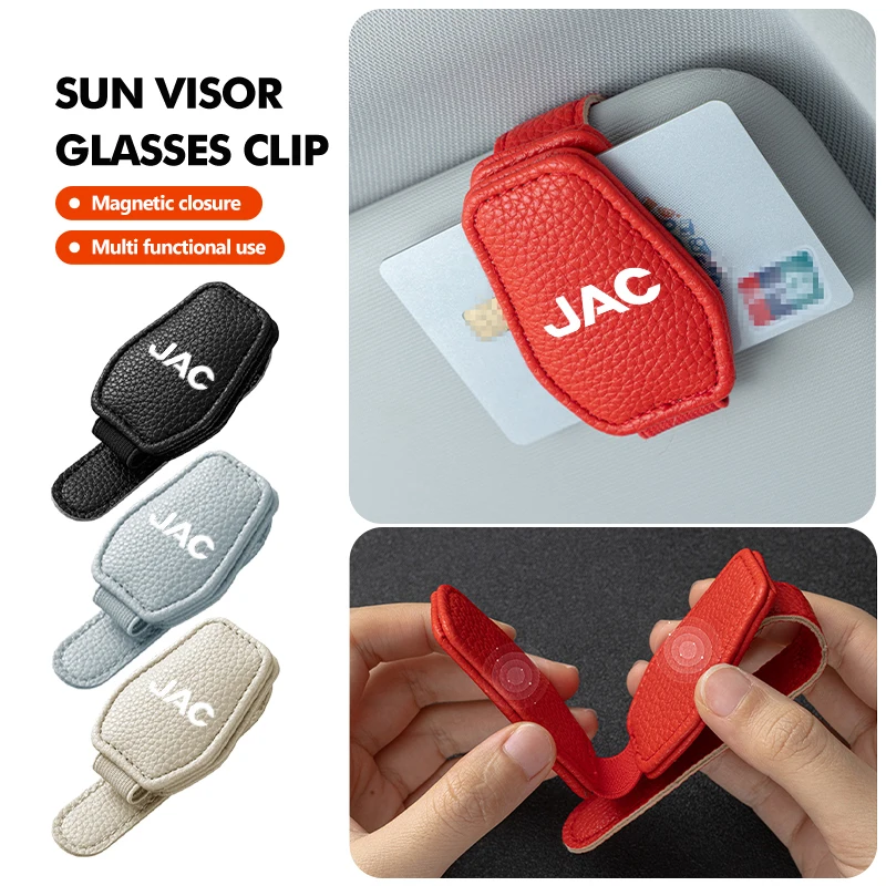 Suporte de Óculos para Quebra-Sol de Carro em Couro para JAC S2 J3 Board JS2 S3 JS3 J2 S5 T8 Refine J5 J6 J7 J4