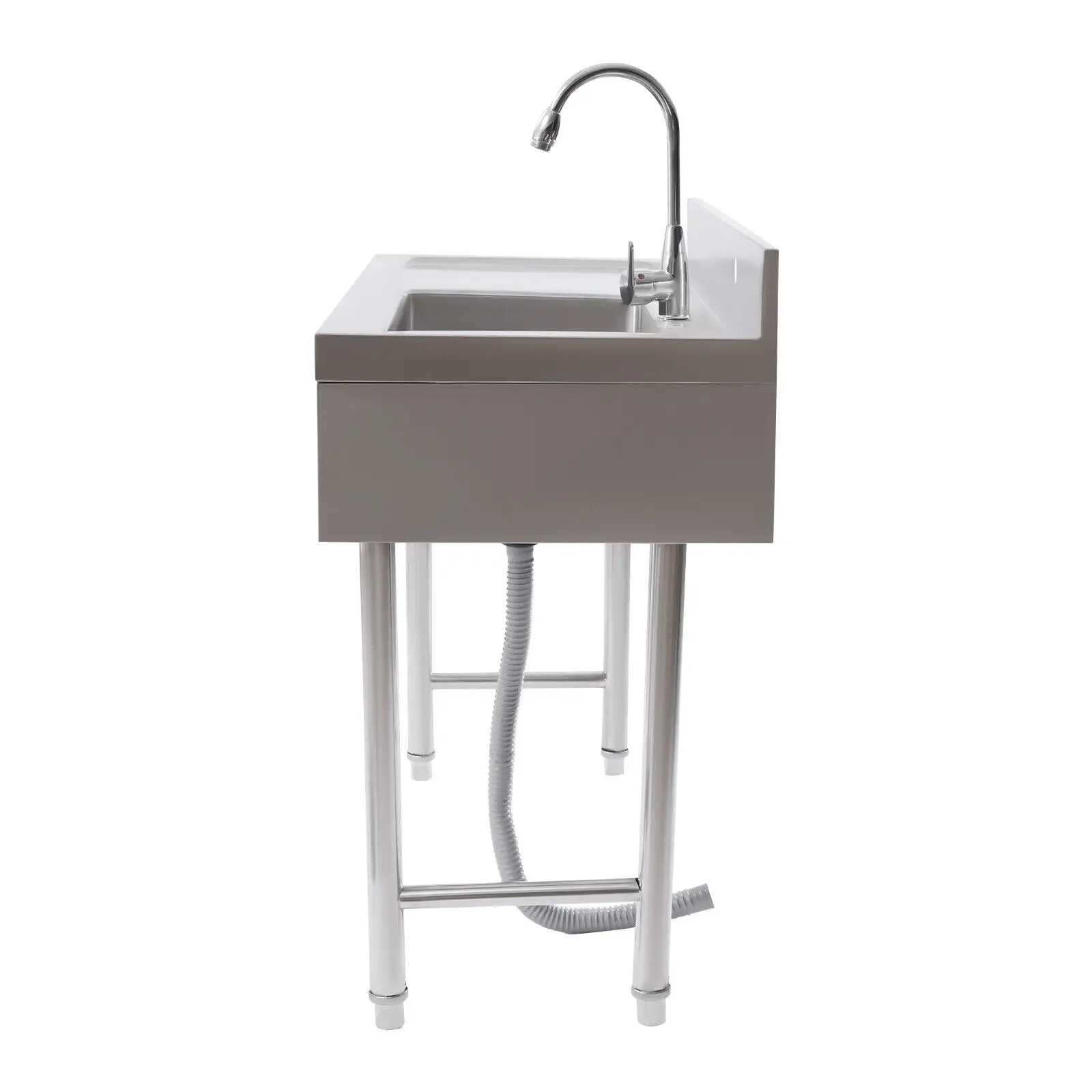 201 Stainless Steel Commercial Sink Kitchen Utility Sink 1 Compartment & Prep Table