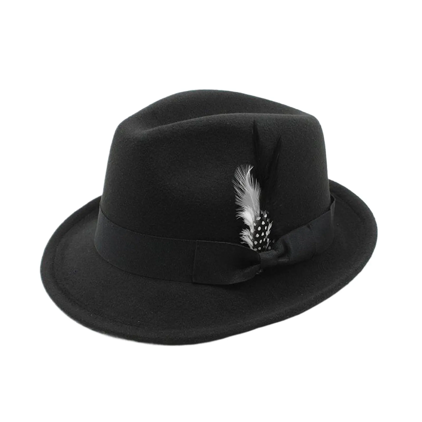 New British Style Wool Felt Fedora Hats for Men Roll Up Brim Homburg Gentleman Church Jazz Hat Party Dress Cap