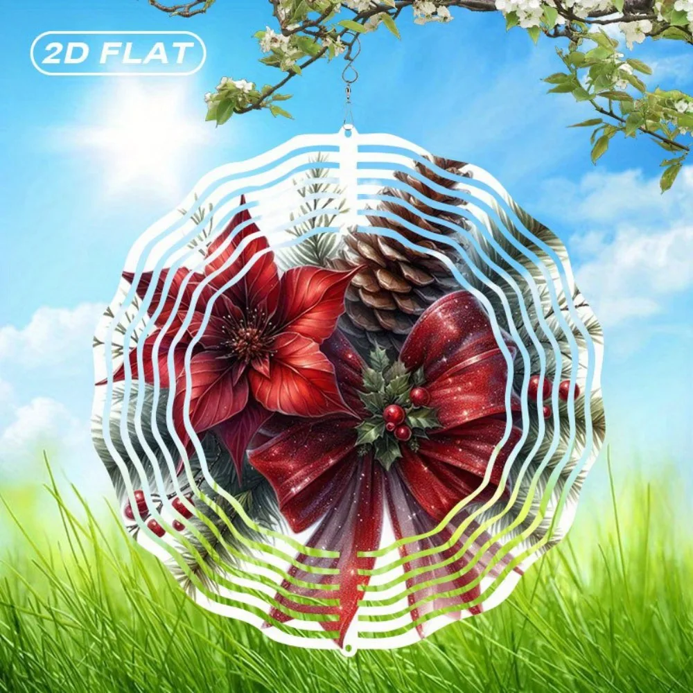 

Металлический ветряной спиннер-ловец солнца с узором пуансеттии, садовый декор, подарок