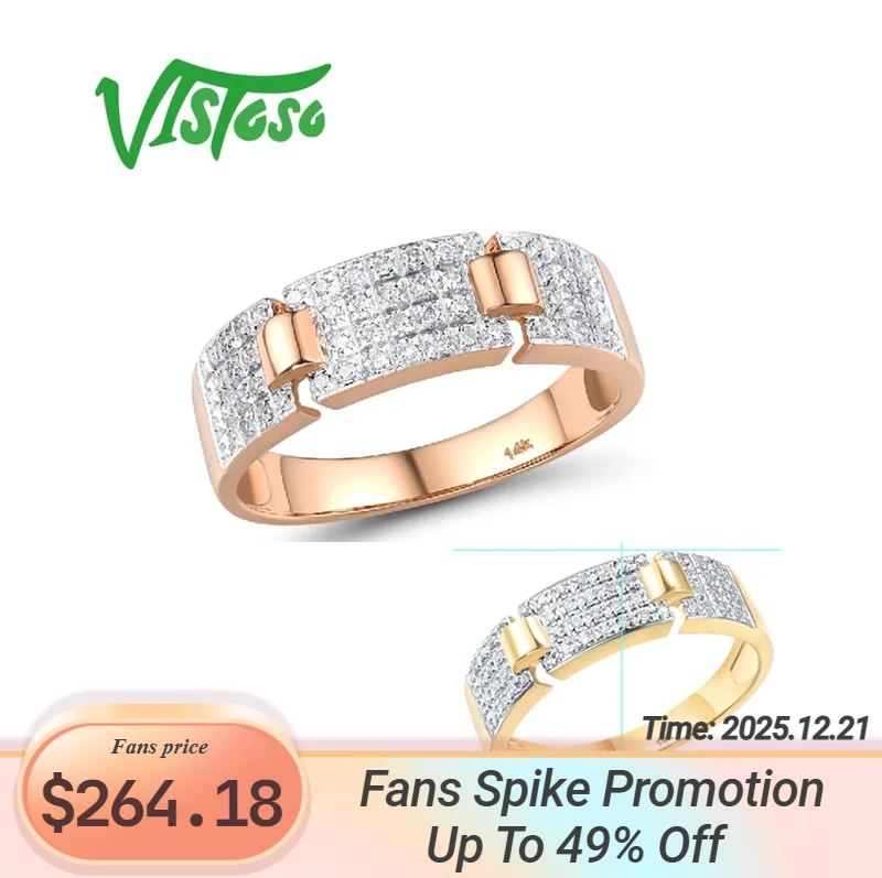 

VISTOSO Gold Rings For Women Genuine 14K 585 Rose Gold Ring Sparkling Diamond Promise Engagement Rings Anniversary Fine Jewelry