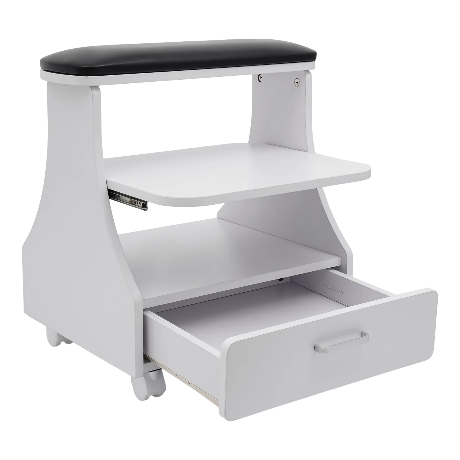 Reposapiés de 3 niveles, taburete para manicura, carrito para pedicura, carrito para baño de pies con 4 ruedas para tiendas de salón de belleza, 50kg, blanco/negro/rosa