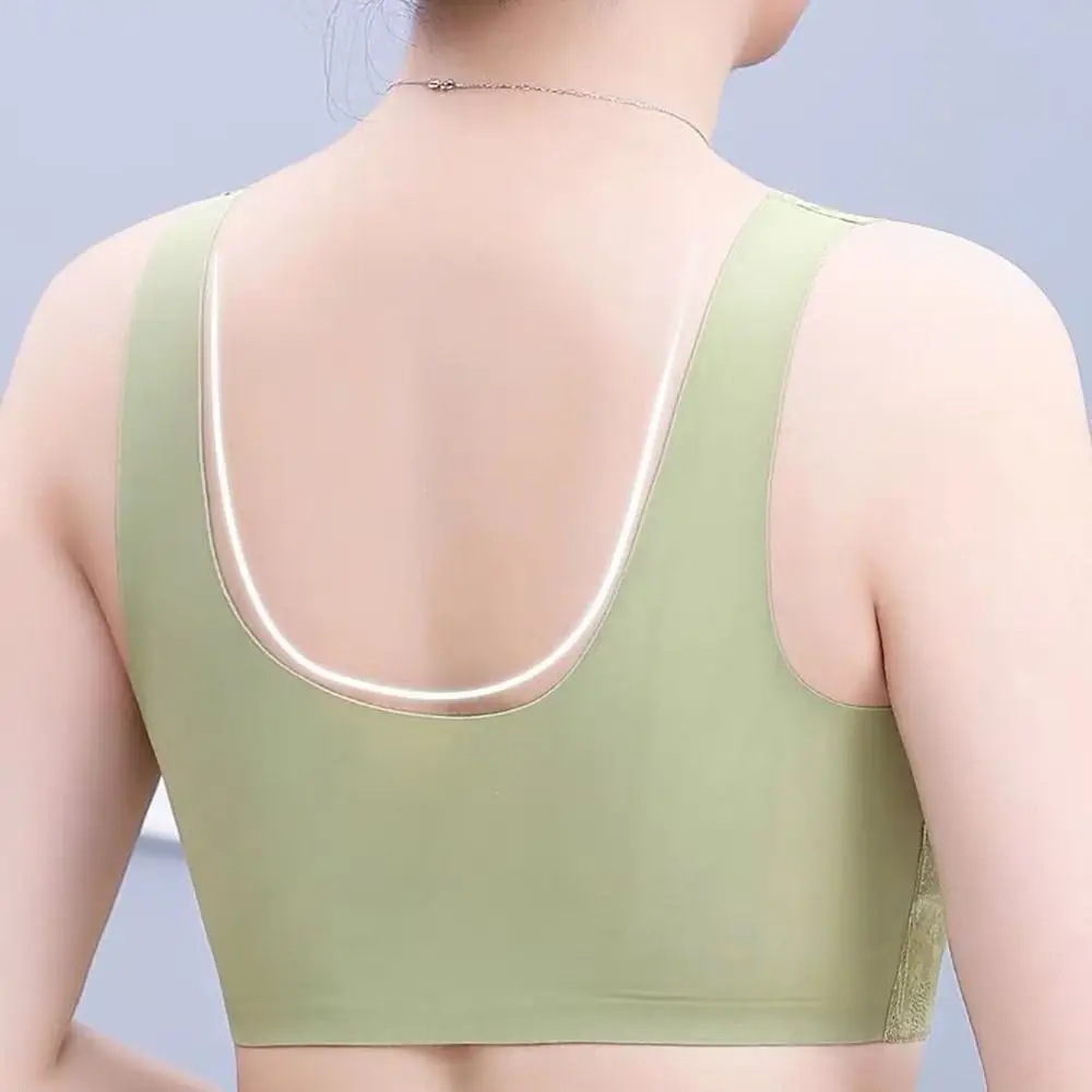 스틸 링 없는 섹시 레이스 속옷 편안한 얇은 탱크탑 브라 넓어진 어깨끈 무선 여성 란제리 노인용