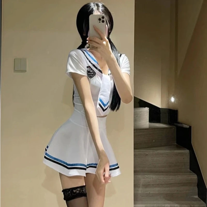 Sexy College Style JK Student mundury uczennica kostiumy damskie topy minispódniczka piżamy niegrzeczna bielizna erotyczna Cosplay Sailor