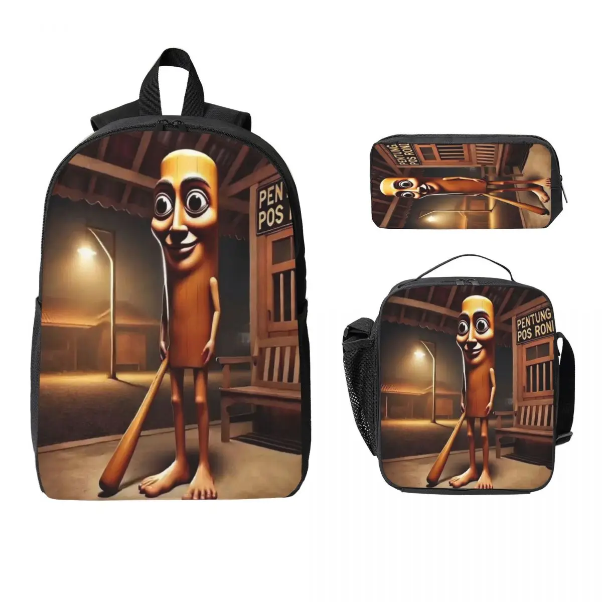 Italian Brainrot Tung Tung Sahur Kids Backpack Lunch Box Pen Bags for Boys Preschool Backpacks Kawaii Schoolbag Bookbag Set