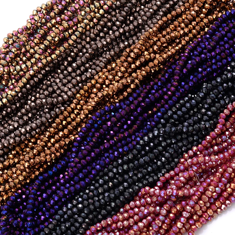 4mm Electroplated Round Faceted Crystal Beads Roundell Glass Spacer Loose beads For DIY Bracelet Necklace Jewelry Making