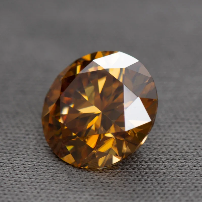 Moissanite Rundschliff Champagnerfarbe Acht Herzen und Acht Pfeile Moissanit-Diamanten Edelsteine mit Zertifikat – Detail 3