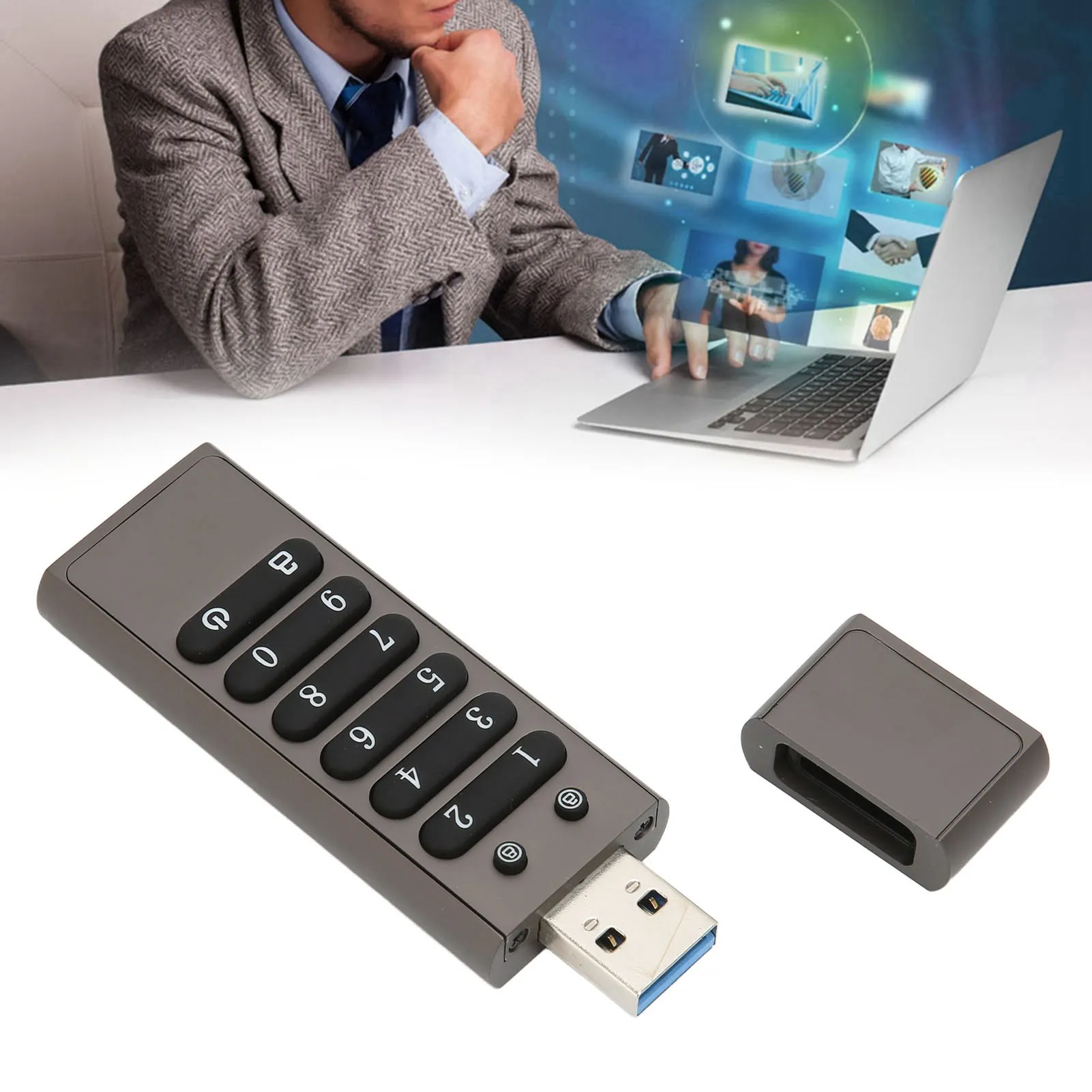 

USB-флеш-накопитель с шифрованием, Plug and Play, для научно-исследовательских учреждений, финансовых организаций и государственных учреждений