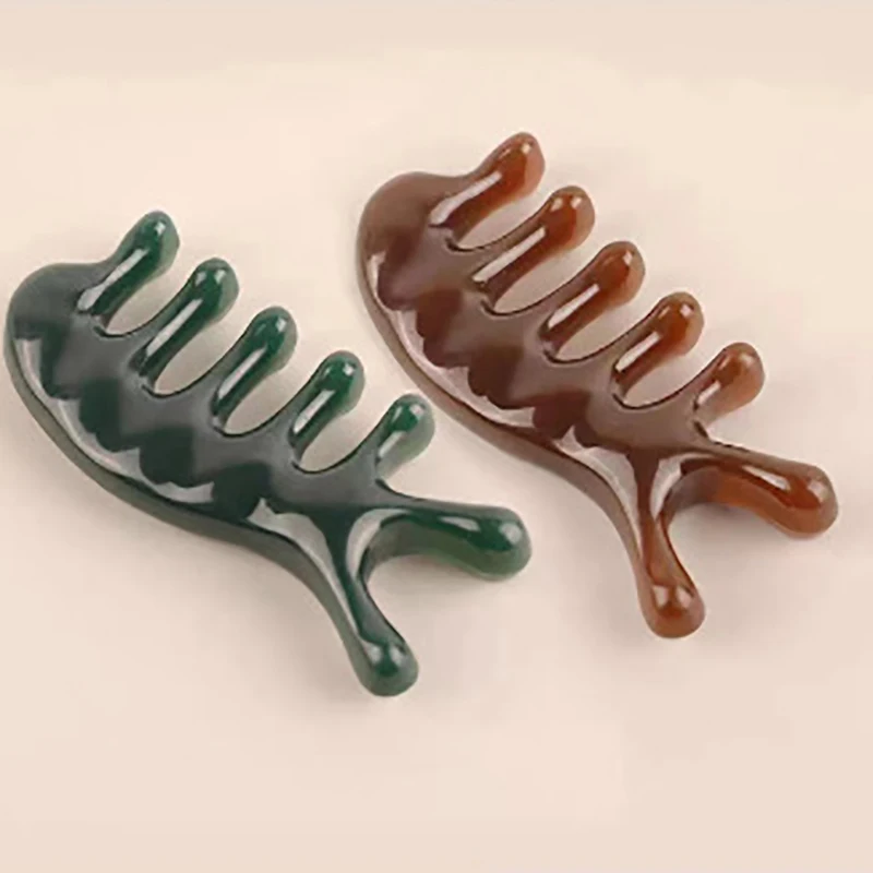 

1Pcs Body Meridian Massage Comb Resin Five Wide Tooth Comb Acupuncture Help Blood Circulation Anti-static Smooth Hair