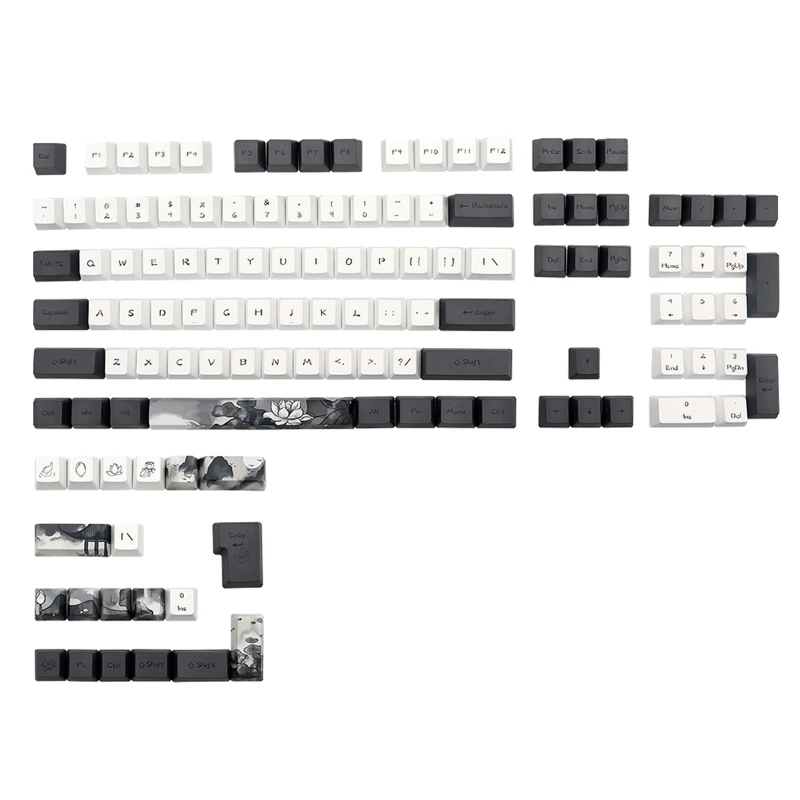 F3KE 124 teclas OEM Lotus PBT Dye Sublimation Keycap para teclado Mecânico