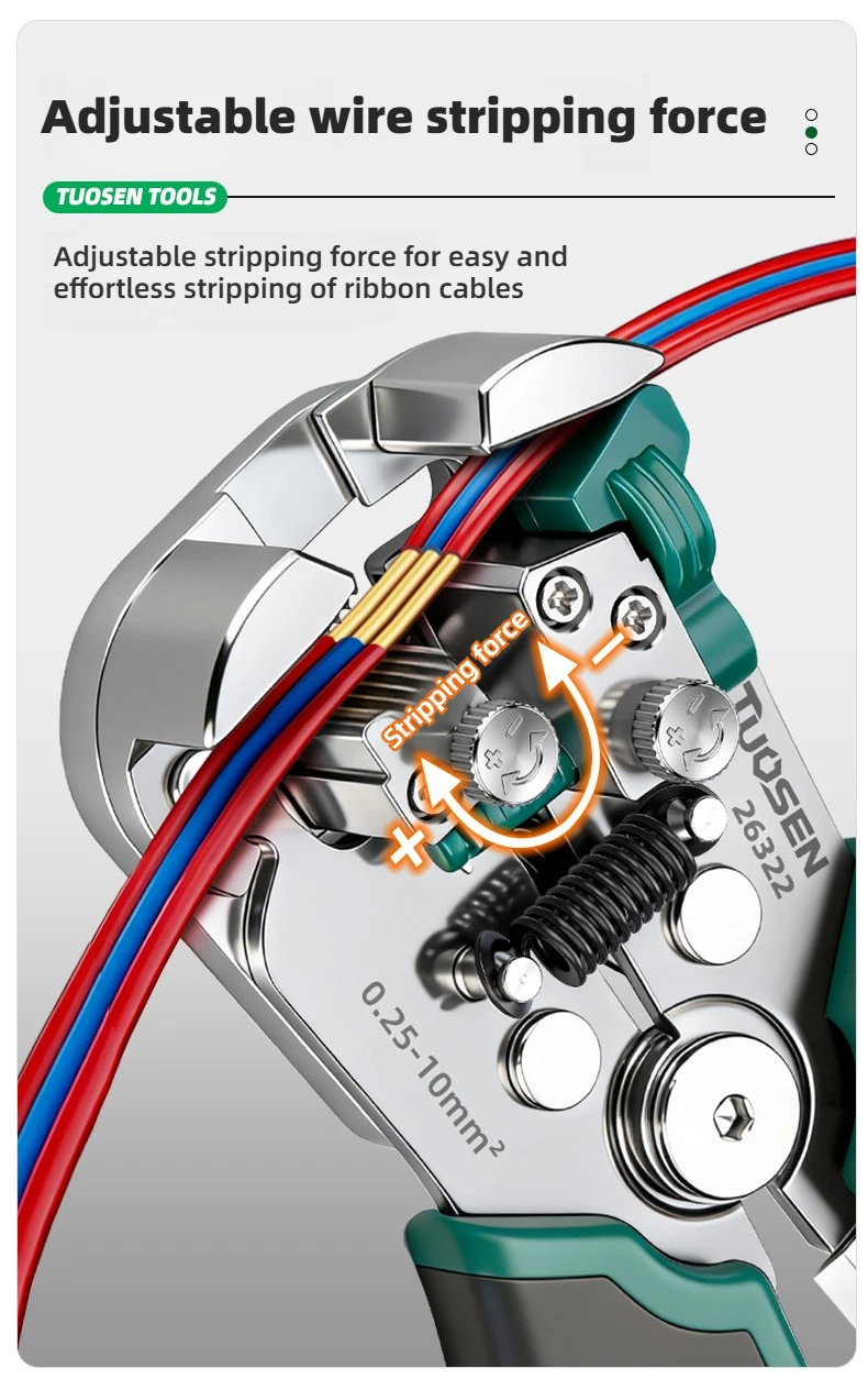 TUOSEN Wire Stripper Self-adjusting Cable Cutter Crimper Automatic Wire Stripping Tool Cutting Pliers Tool for Industry