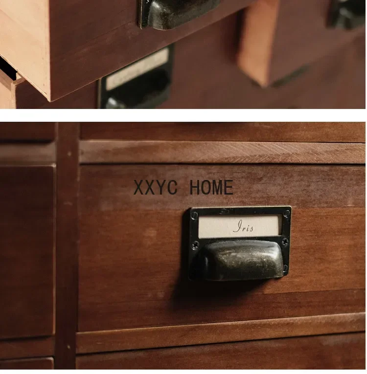 Solid Wood Magazine Multi-Drawer Storage Cabinet American Retro Storage Cabinet Living Room Side Storage Cabinet furniture