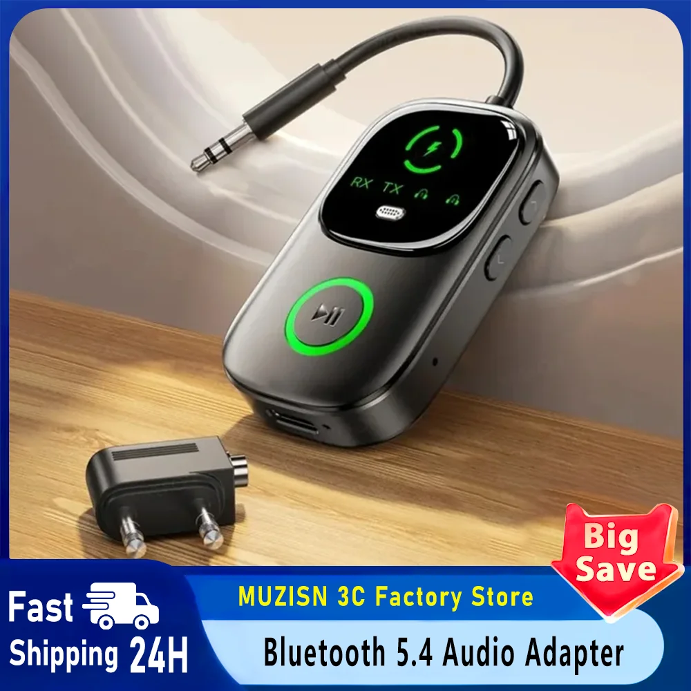 

2-в-1 Bluetooth 5,4 аудиоприемник-передатчик дисплей 3,5 мм AUX беспроводной аудио адаптер для автомобиля самолет динамик ТВ ПК