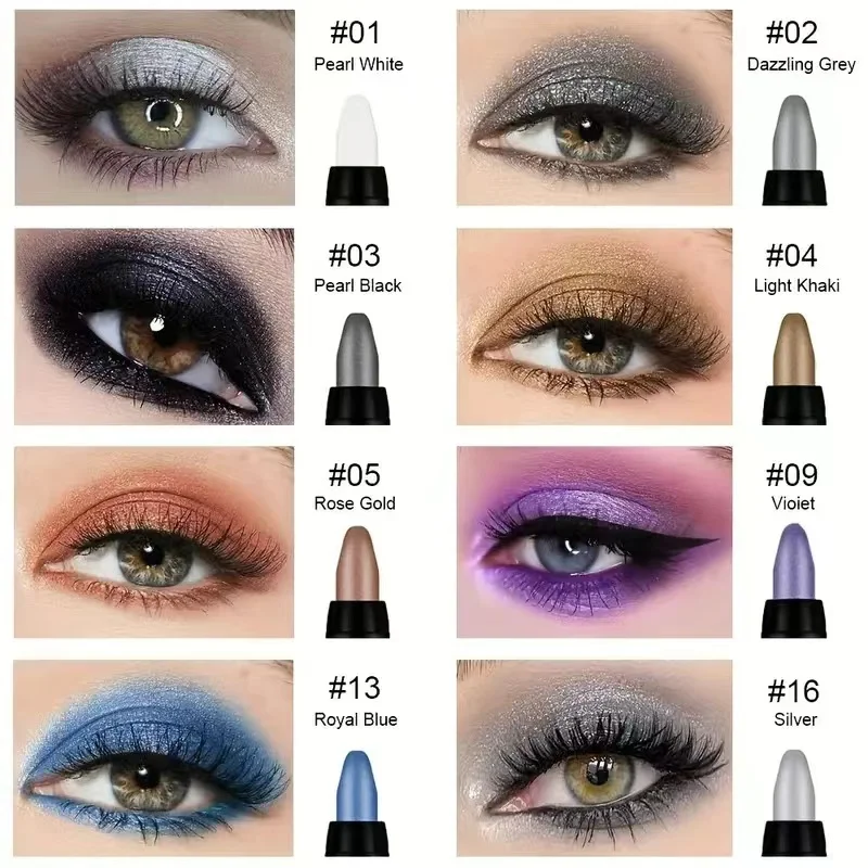 15 colors Shimmering Clear burst flash diamond Ice lying silkworm pen eyeshadow stick pearl