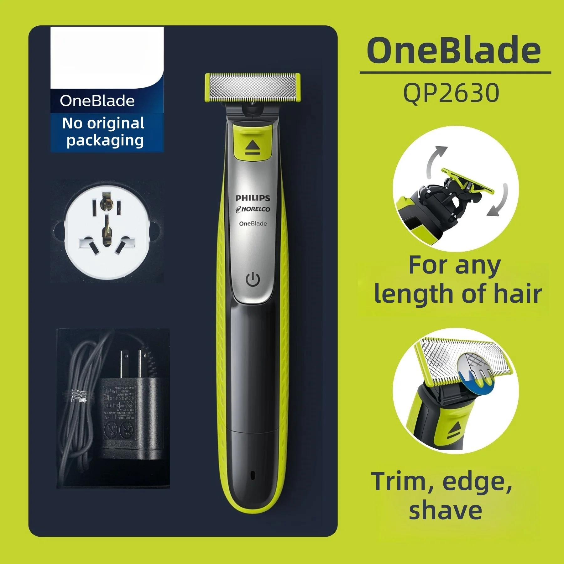 Philips Norelco One Blade QP2630/70, without original box, Wet/Dry, Up to 60 Minutes of Use