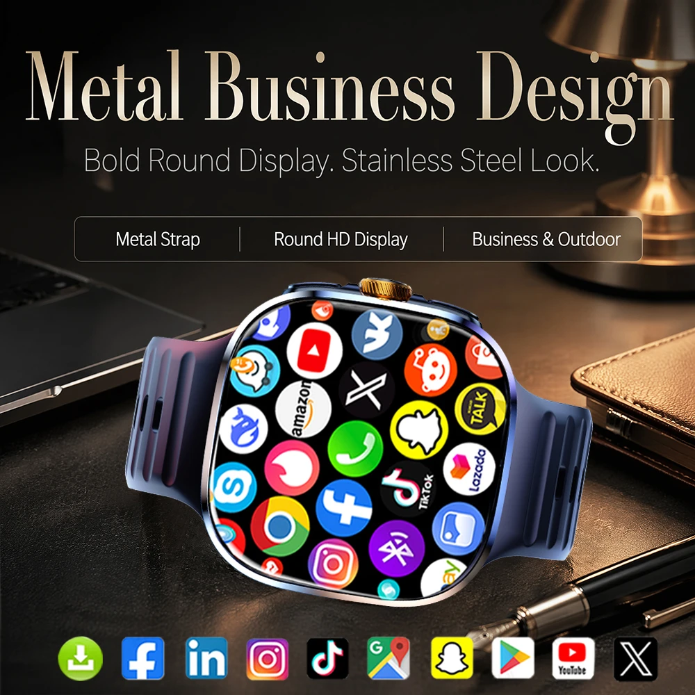 5G/4G Smart Watch 2.40 inch AMOLED 16GB+256GB RAM 2100mah Battery 900W Camera GPS WIFI Google APP Download Smartwatch Android 10