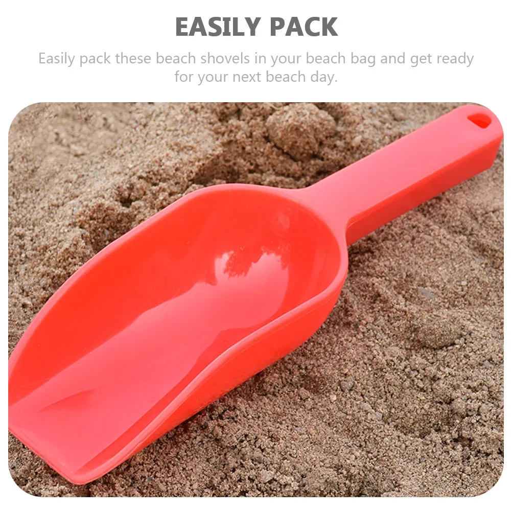 Pala para niños con cabezales planos, práctica, previene la congelación de las manos, tiempo alegre, excavación de arena, elementos esenciales para la playa de verano, 4 Uds.