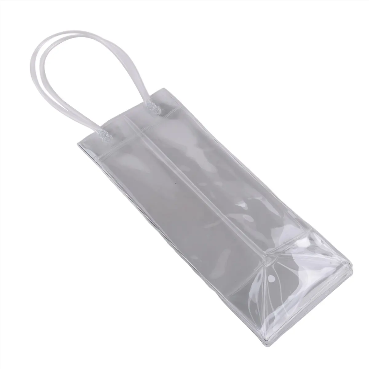 STOCK& Pack of 10 Wine Cooler Bag Ice Bag Transparent PVC Portable Wine Bottle Cooler Bag Champagne Ice Bag with Handle