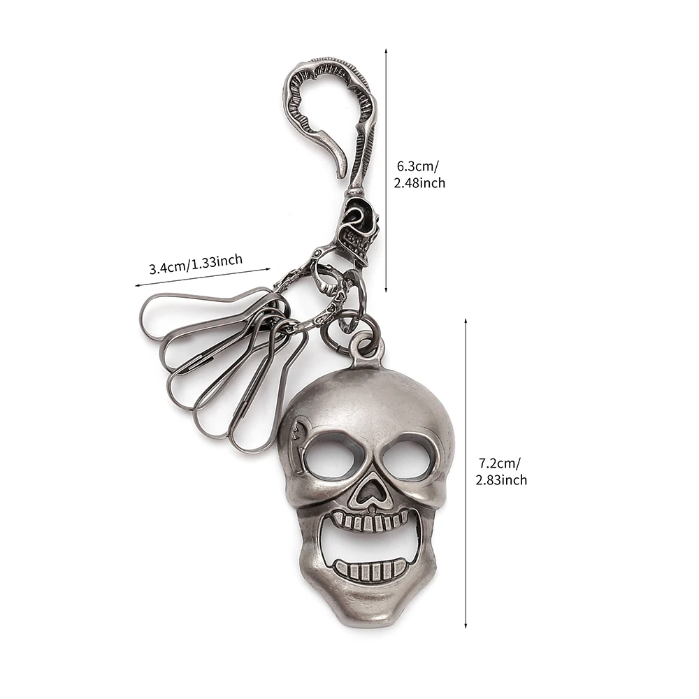 Punk Rock Metal Skull Keychain Fashion Jewelry Simple Hook Body Chain Accessory for Stylish Trendsetters