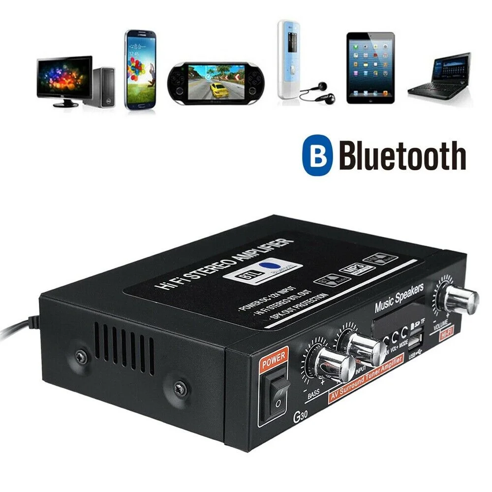 

800W Home Car Power Amplifiers 2 Channel Bluetooth Surround Sound FM USB Remote Control Mini HIFI Digital Stereo Amp