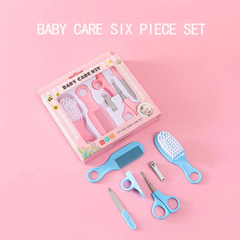 Baby Care 6 6-piece set Easy to carry brush set Baby nail clippers set