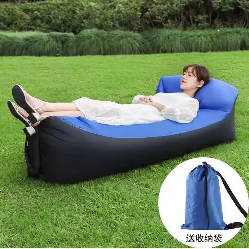 Sun Loungers Pillow Style Inflatable Sofa Outdoor Portable Lazy Air Sofa Bed Foldable Inflatable Sleeping Bag Recliner Daybed