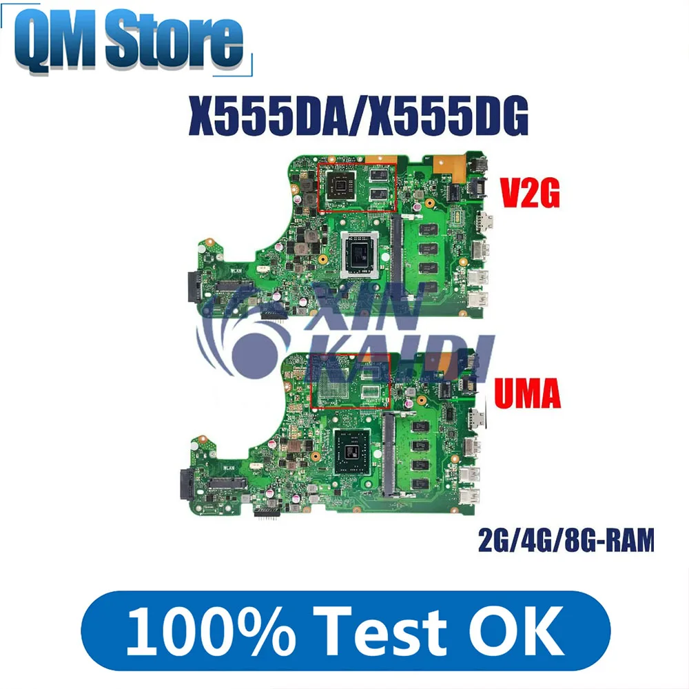 

Notebook Motherboard for Asus X555D X555DG X555DA X555YI Laptop Motherboard With E1 E2 A10 FX-8800P RAM 2G 4G 8G-RAM