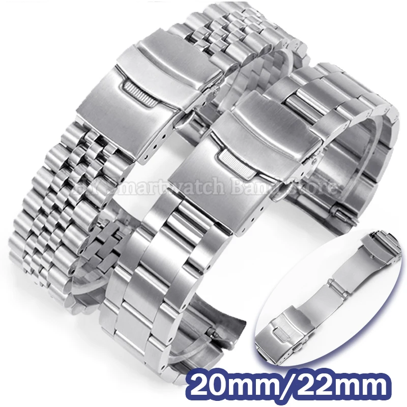 

20mm 22mm Stainless Steel Watchband for Seiko for Oyster Wrist Band for Jubilee Luxury Bracelet Curved End Men Sport Watch Strap