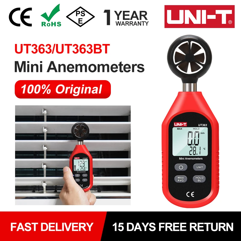 UNI-T UT363 UT363BT سرعة الرياح تستر الرقمية البسيطة مقياس شدة الريح الاستشعار LCD الخلفية 0-30 متر/الثانية درجة الحرارة اختبار Anemometro