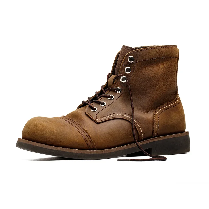 Maden primeira camada de couro 8111 botas de tornozelo vintage couro genuíno paraquedista botas de motocicleta outono sapatos de segurança casuais masculinos