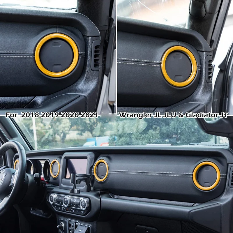 Air Conditioner Vent Ring Interior Accessories For Jeep Wrangler JL JLU & Gladiator JT 2018-2021 (Yellow)