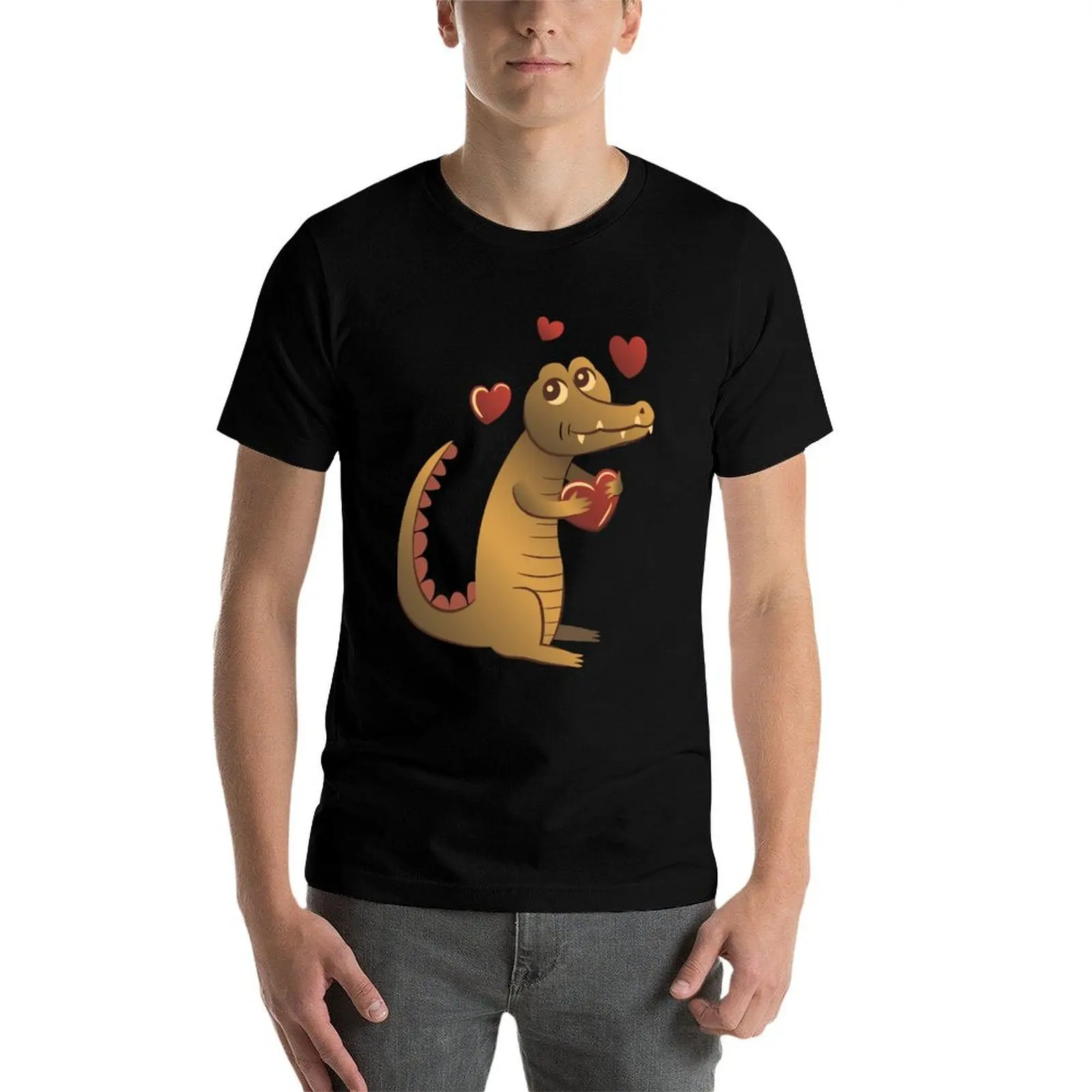 تمساح في الحب تي شيرت قطن تي شيرت رجل 100% تي شيرت للرجل قطن مضحك #4