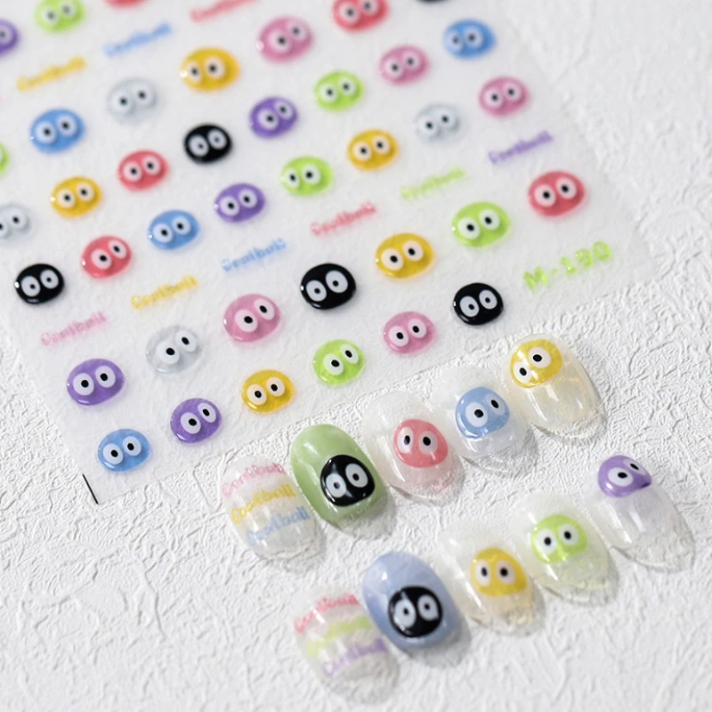 Lovely Cartoon Colored Coalball 3D Jelly Self Adhesive Nail Art Stickers Cute Jellyfish Whale Shark Manicure Decals Wholesale