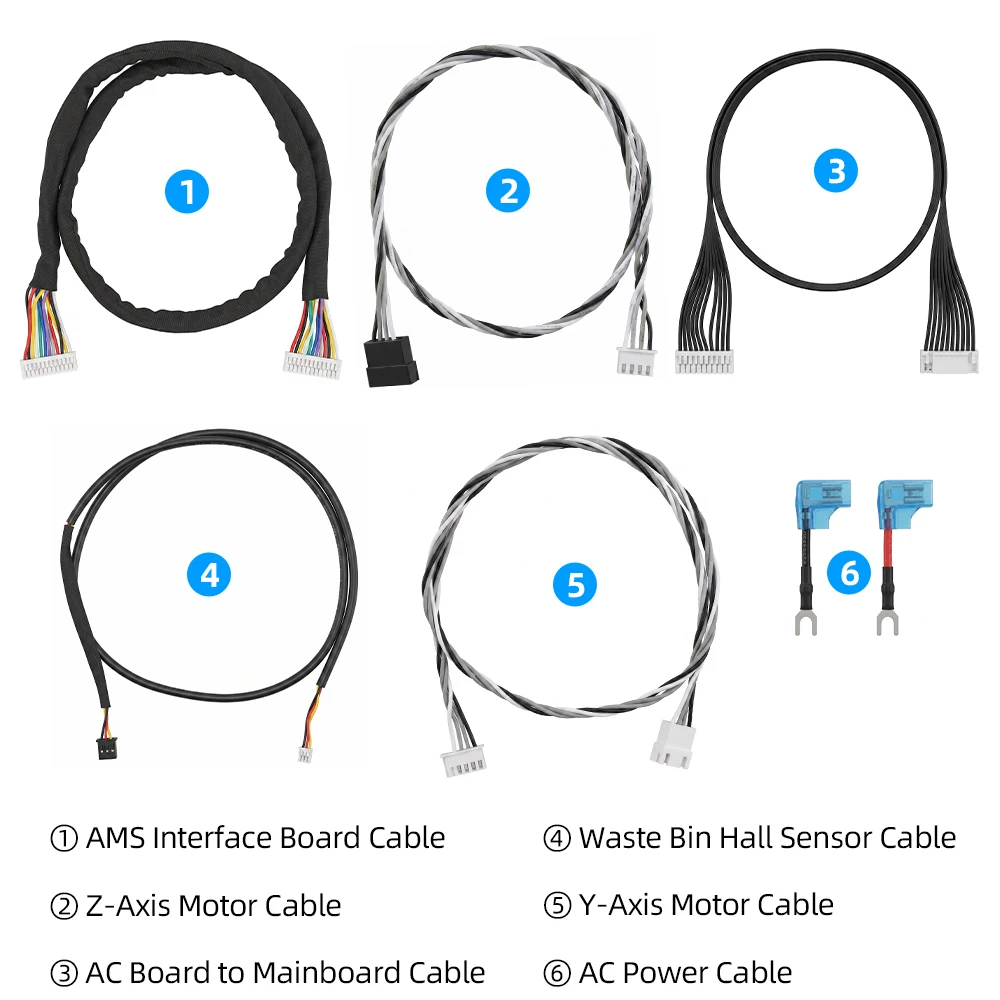 7-in-1 Cable Pack for Bambu Lab A2L, Toolhead Wiring Harness Replacement Set for Maintenance