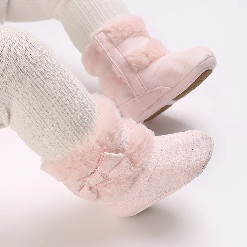 Baby Boy Girl Booties Newborn Fluff Toddler First Walkers Cotton Comfort Soft Anti-slip Infant Crib Shoes Socks Plush Warm