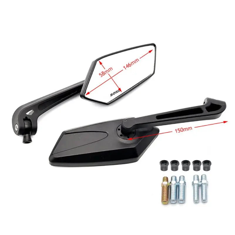 Universal Bike Handlebar Mirrors Motorcycle Rear View Mirror HD Wide Angle & 360° Rotating Back Sight Rearview Motorcycle Mirror