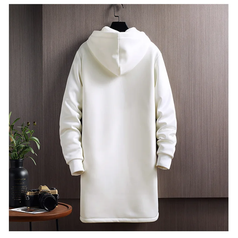 High end trench coat for men in spring and autumn, mid length hooded jacket, trendy brand, loose and oversized, cool and casual