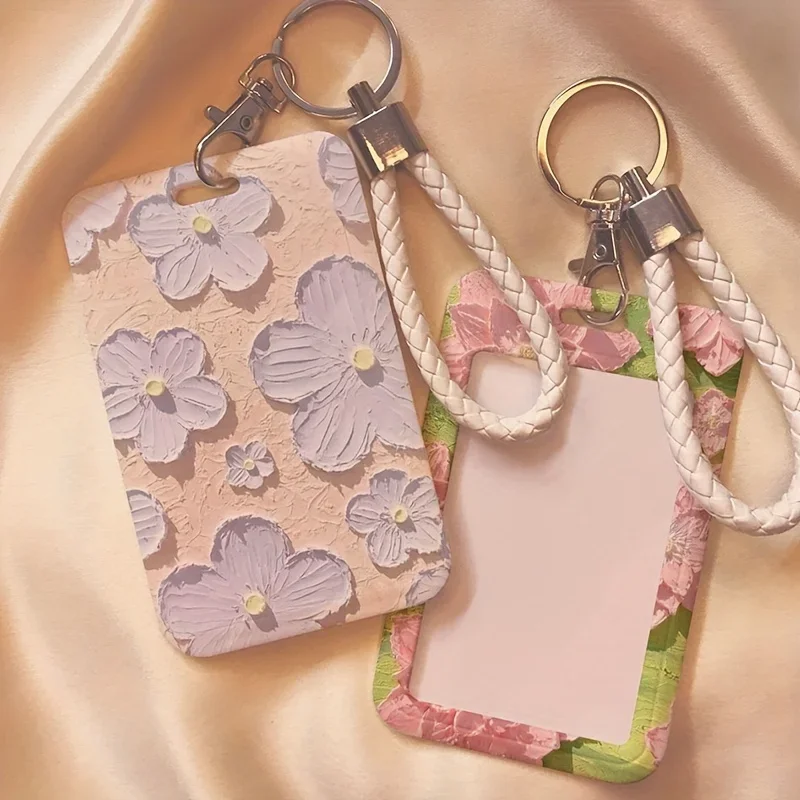 Women Men Business Card Holder with Keychain Bank ID Card Cover School Office Supplies