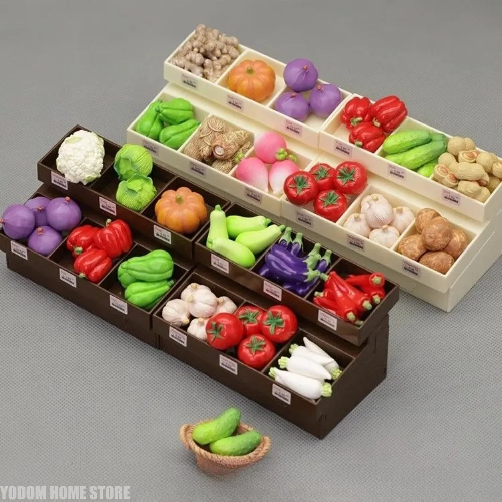 Realistic Mini Vegetable Rack Fruit Vegetable Food Model Ornament for Supermarket Decoration