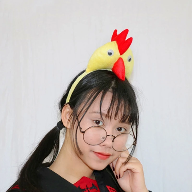 Adult Kids Fuuny Chicken Rooster Headband Lovely Cartoon Animal Hair Hoop for Easter Festive Party Daily Wear Wide Headpiece