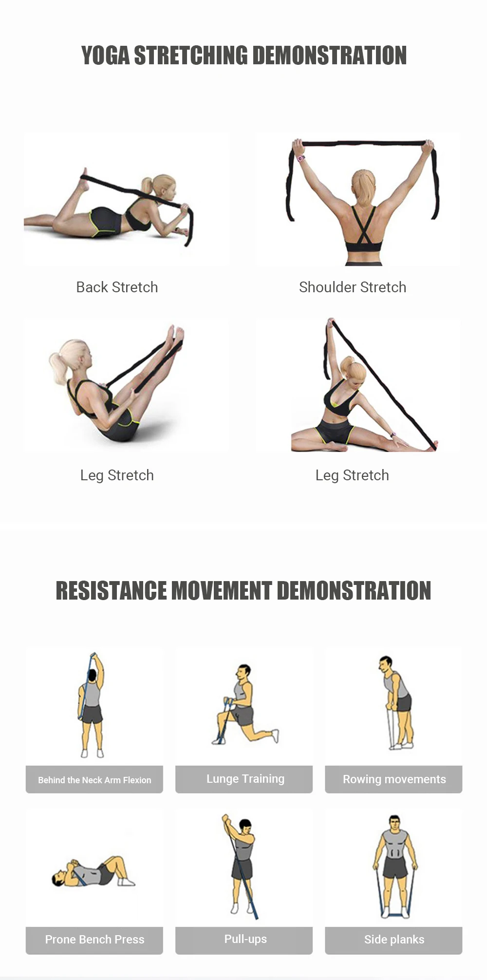 Yoga-Stretchgurt, Stretchband mit 8-Schlaufen, Yoga-Gurt, Schulterschoner für Anfänger für effektives Dehnen, Yoga-Training – Detail 18