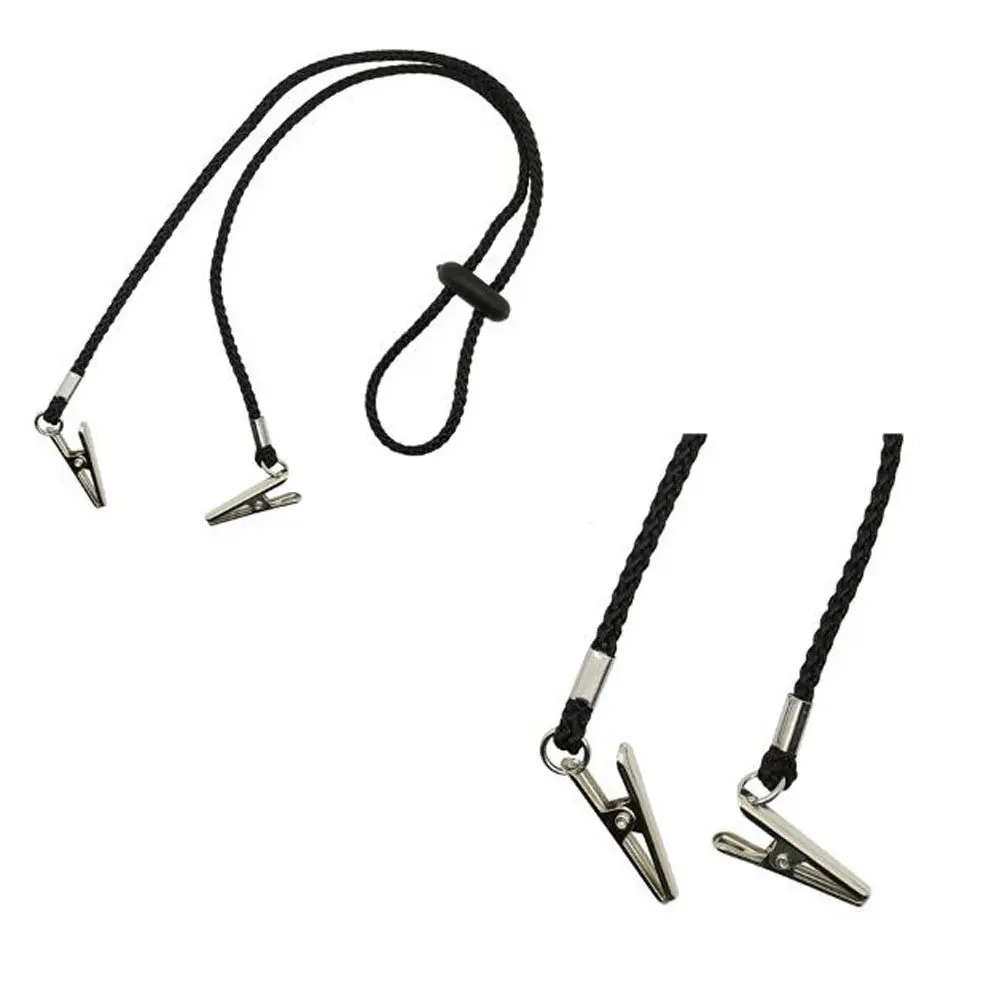 5Pcs Napkin Clips Chain Nylon Material Dual Alligator Style Clips Easy Adjust Length for Adults Elderly Clean Clothing Napkin